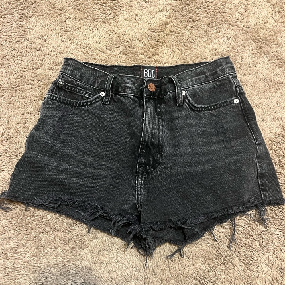 BDG Girlfriend High Rise Black Denim Shorts